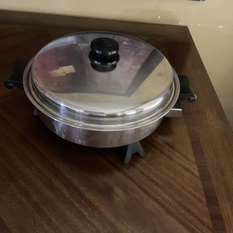 Vintage SaladMaster 7815E Electric Skillet Pan W/ Vapo Lid 11" Stainless Works