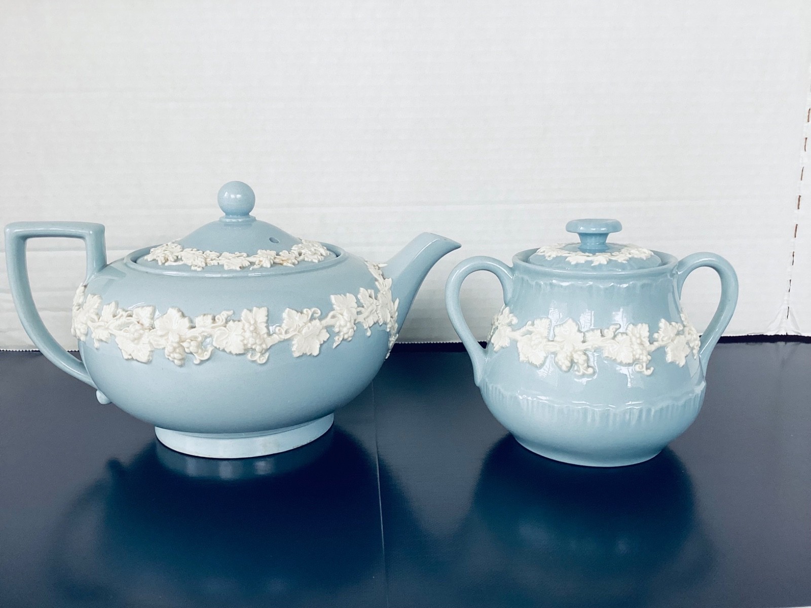 Wedgwood Queensware Cream on Lavender Teapot & Sugar Bowl