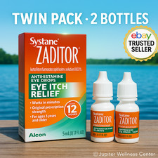 Systane Zaditor Twin Pack 5mL Antihistamine Eye Drops Itch Relief, 2 Bottles