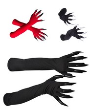 Party Costume Halloween Witch Claw Long Gloves Scary Prop Long Black Nail Gloves
