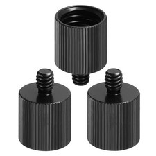 3Pcs 1/4"-20 Male to 5/8"-11 Female Aluminum Alloy Convert Screw Adapters Black
