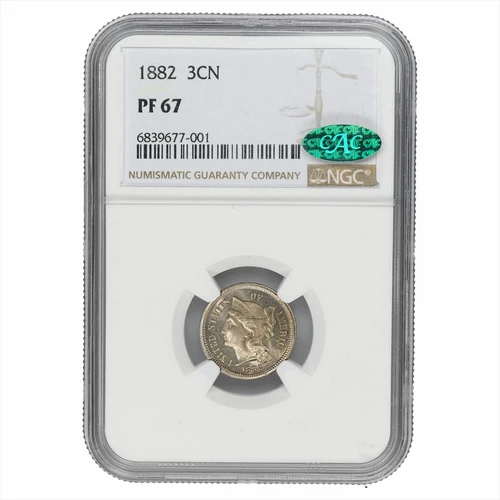 1882 Three Cent Nickel 3CN NGC PR 67 CAC