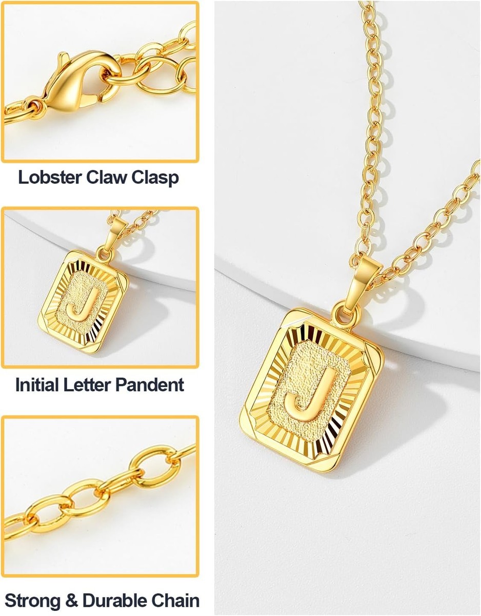 U7 Monogram Necklace A-Z 26 Letters Pendants 18K Gold/Platinum