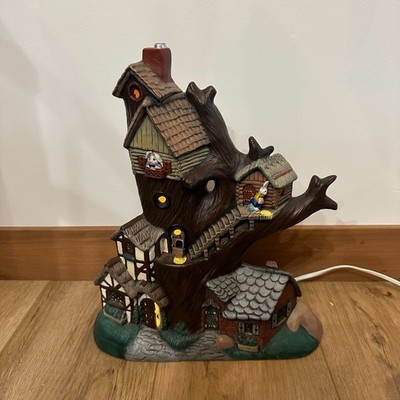 VTG Large Ceramic Easter Tree House Ceramic Light Up Decor Bunny 12 