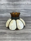 Vintage MCM Tiffany Style Amber slag glass tulip Pendant Light lamp swag Works!