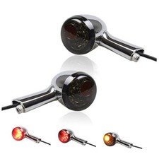 Bullet Rear LED Turn Signals, Motorcycle Brake Taillights 12V Tail Chrome