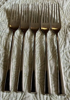 Dansk BISTRO CAFE Salad Forks Slanted Tip Stainless Steel 18/10 Flatware Set 5