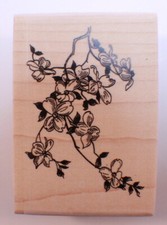 Stampington And Co Wooden Rubber Stamp Lg Dog Wood Blossoms