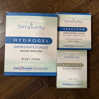 3-Simpurity Hydrogel Xeroform Alginate Impregnated Wound Dressing 4" x 5" 2x2 | eBay 3-Simpurity Hydrogel Xeroform Alginate Impregnated Wound Dressing 4" x 5" 2x2 | eBay
