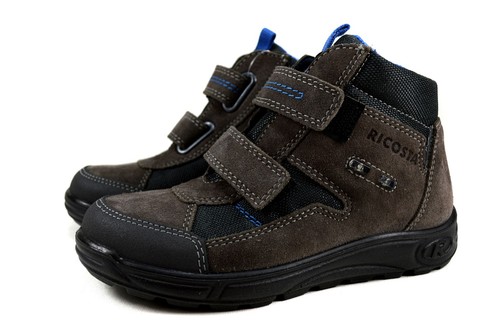 Ricosta BEN Klett Kinder Leder Schuhe mit LED Sneaker Gr.26-32 meteor 4229100