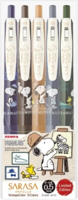 SARASA Snoopy Gel Ballpoint Pen 5 Color Set Sarasa Clip ZEBRA