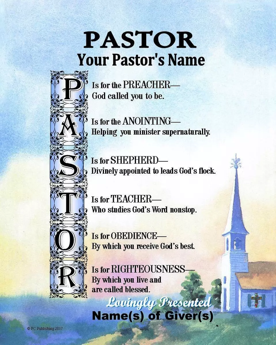 Pastor Anniversary Appreciation Personalized Name Poem Gift Thank
