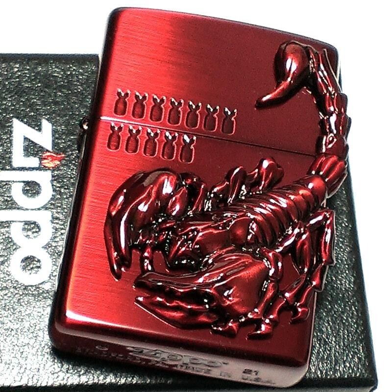 Zippo Oil Lighter Venom Scorpion Metal Red Brass Etching Regular