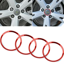 4PCS Red Aluminum Wheel Rim Hub Centre Cap Ring Cover Sticker for Audi A4 Q5 TT