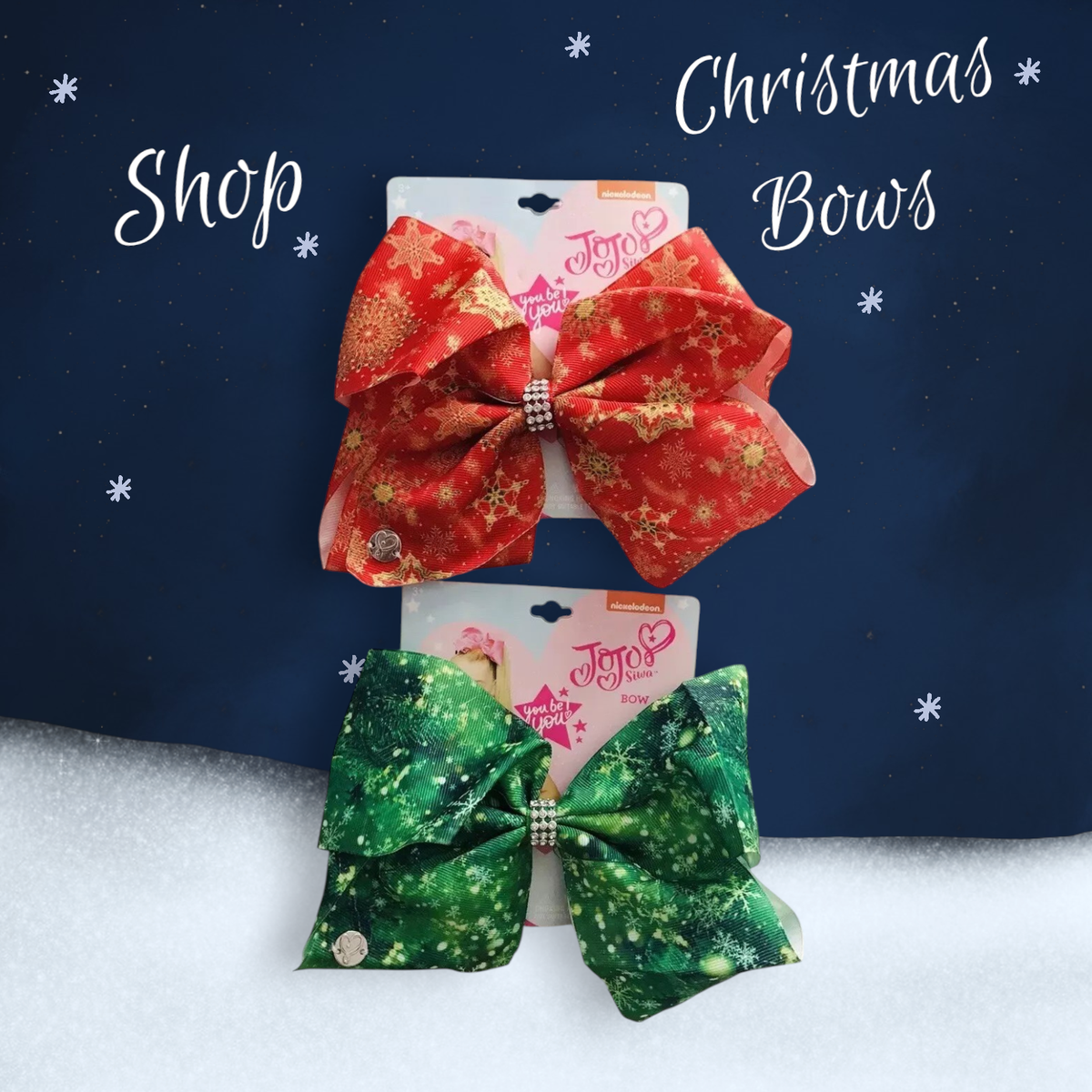 Jojo Siwa 8 Large Snowflake Christmas Theme Girls Hair Bows - 2 PC Red &  Green | eBay