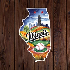 Illinois sticker vinyl decal American flag state outline novelty laptop mug car