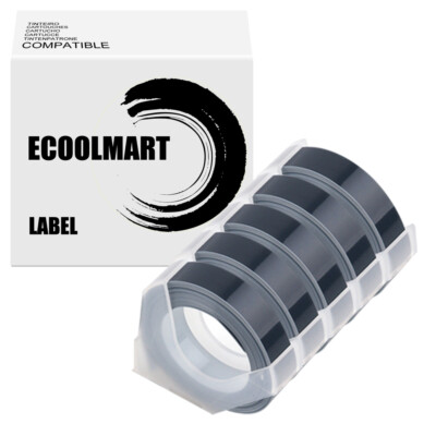5PK Black Rolls Label Tape for Dymo 3D 3/8'' x 3m Embossing Label Maker Tape 9mm