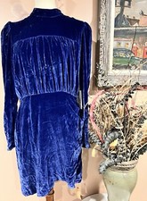 Reformation Evora Velvet Mini Danube  Silk Blend Dress Size 10