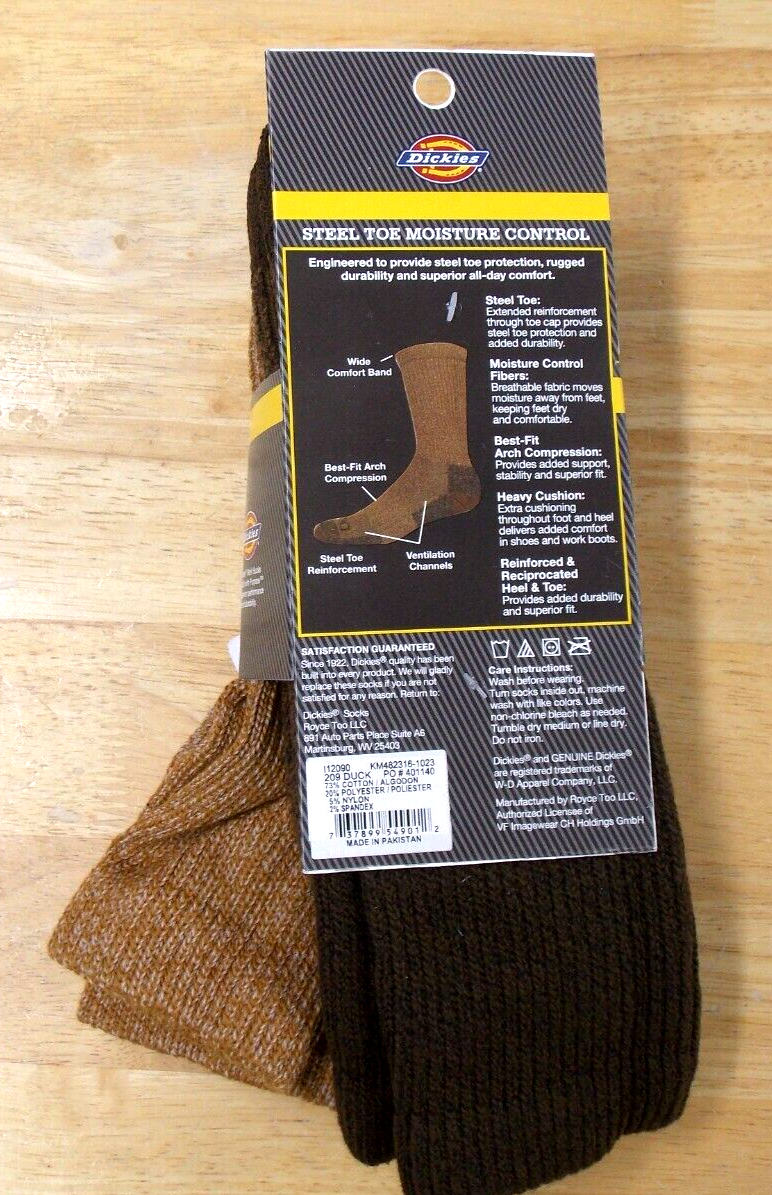 のん Dickies Steel Toe Moisture Control Crew Sock Men's Socks I12090, 2