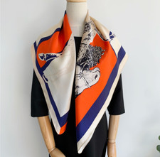 100 Silk Scarf Women Vintage horse Print Neckerchief Bandana 90 90cm NEW