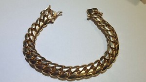Authentic Cuban Link 9 1/2mm Bracelet Heavy Gold Plated 9 inch's Long Fine Silver .999