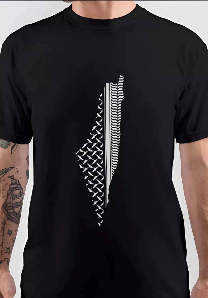 Palestine Map Pattern Palestinian Keffiyeh Classic NWT Gildan Size S-5XL T-Shirt