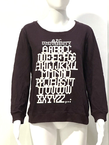 APC RUE MADAME PARIS PRINTED LINEN BLEND SWEATER/JUMPER BROWN SIZE L