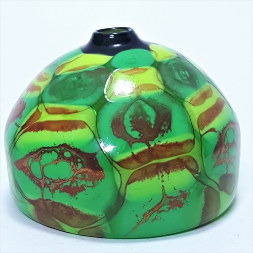 Stefano Morasso Murano Art Glass Perfume Bottle Signed Italy Green/Copper - Picture 3 of 8
