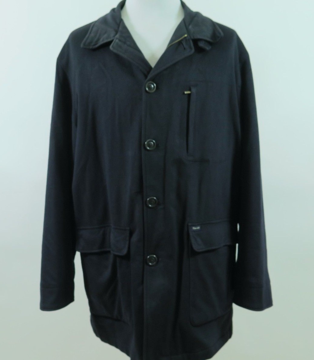 Faconnable 100% Wool Solid Black Winter PeaCoat B… - image 2