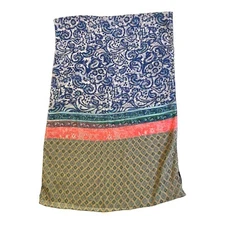 Blue Paisley Rectangle Large Maurices Multicolor Scarf Wrap Head Cover 24.5x79