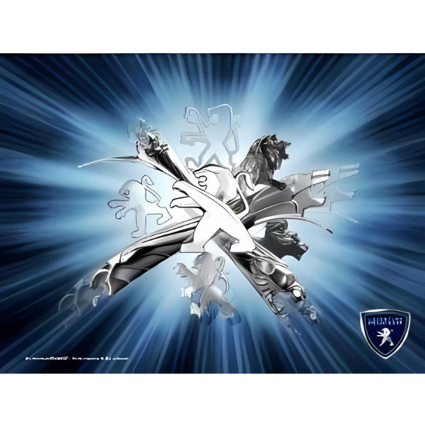 Plaque métal Peugeot Le Lion en acier embouti Les Collections Rétro