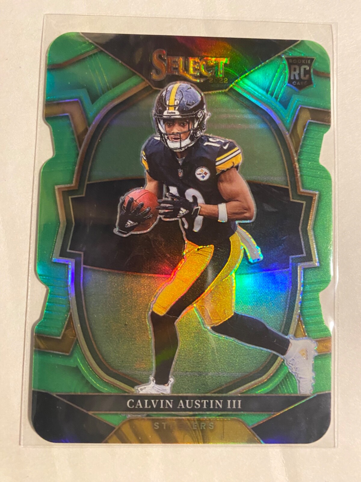 CALVIN AUSTIN III RC 2022 Select Concourse Neon Green Prizm Die-Cut SP #076/299