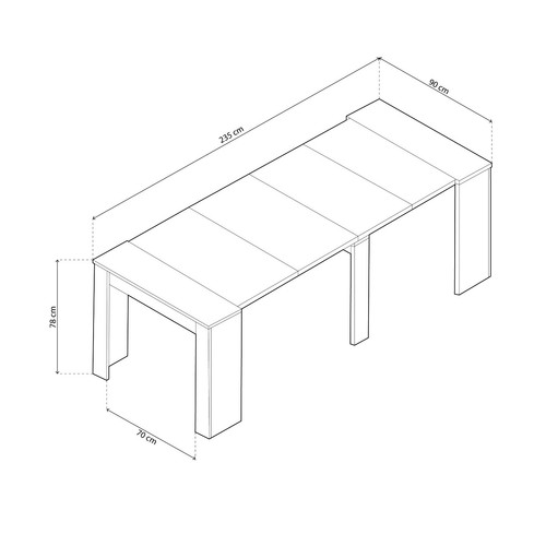 Mesa de comedor, consola extensible mesa cocina, mesa escritorio, Blanco Brillo - Imagen 12 de 12