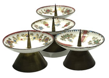Vintage Set of 4 Enamel Handmade in Austria Candle Holders  Prickets 2.5"x2"