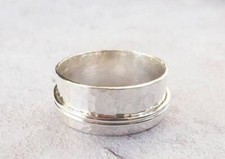 Wide Spinner Band Solid 925 Sterling Silver Handmade Meditation Ring For Women