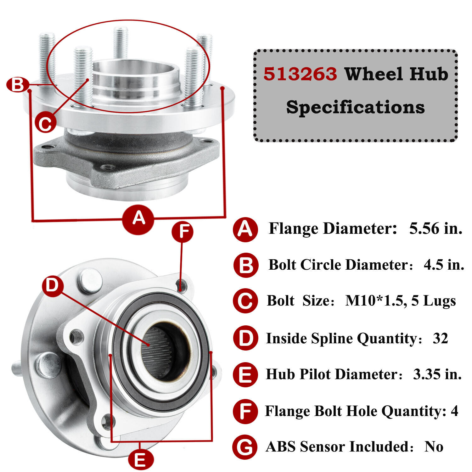 Front Wheel Bearing Hub for 2007-2014 Chrysler Sebring Cirrus 2009 Dodge Caliber