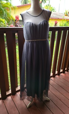 open lace back dress Dark Grey Tulle Straps Long Beaded Party Dress, Grey Long Formal Dresses  Prom Dress cg11411 main image 0