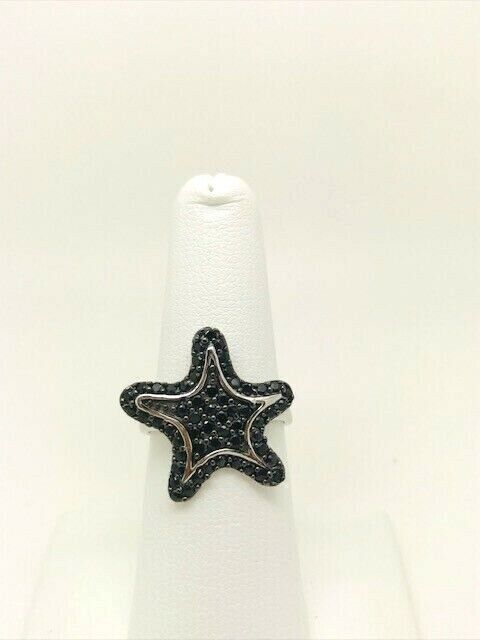 Black Star Nephrite  Ring Sterling Silver Size 7