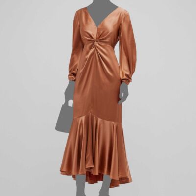 brown faux leather midi dress SCOOPED NECK SLEEVELESS DROP WAIST MEDIUM Prom After Party Width:E This dress exudes a GRWM for date! Styling