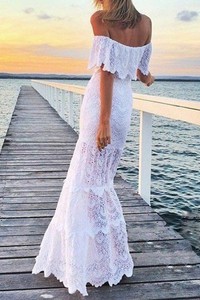 white beach gown