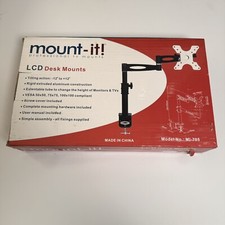 NEW Mount-It Desk Mount - Adjustable LCD Monitor Arm Up to 30" Black MI-705 