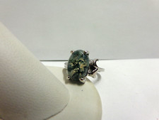 silver ring moss agate sz 7.75 wgt 5.8 tcw 3carat solitaire
