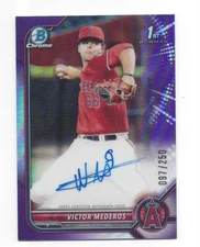 VICTOR MEDEROS 2022 BOWMAN DRAFT PURPLE REFRACTOR AUT0 /250 H905
