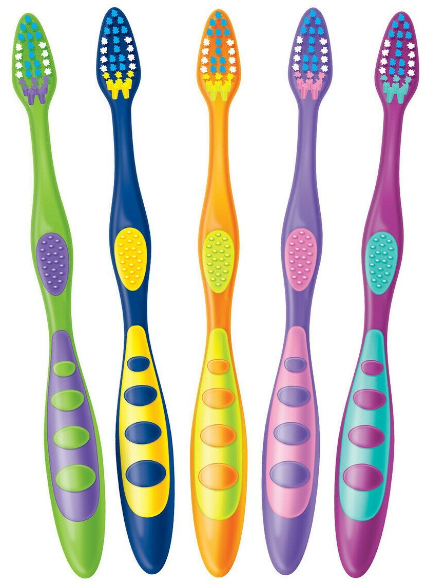 DR.FRESH Kids Toothbrush 5 Pack Multicolored Extra Soft Ages 3+ FREE SHIPPING