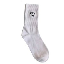White Socks Funny Novelty "F Off" Cotton Crew Socks Casual Socks For Men