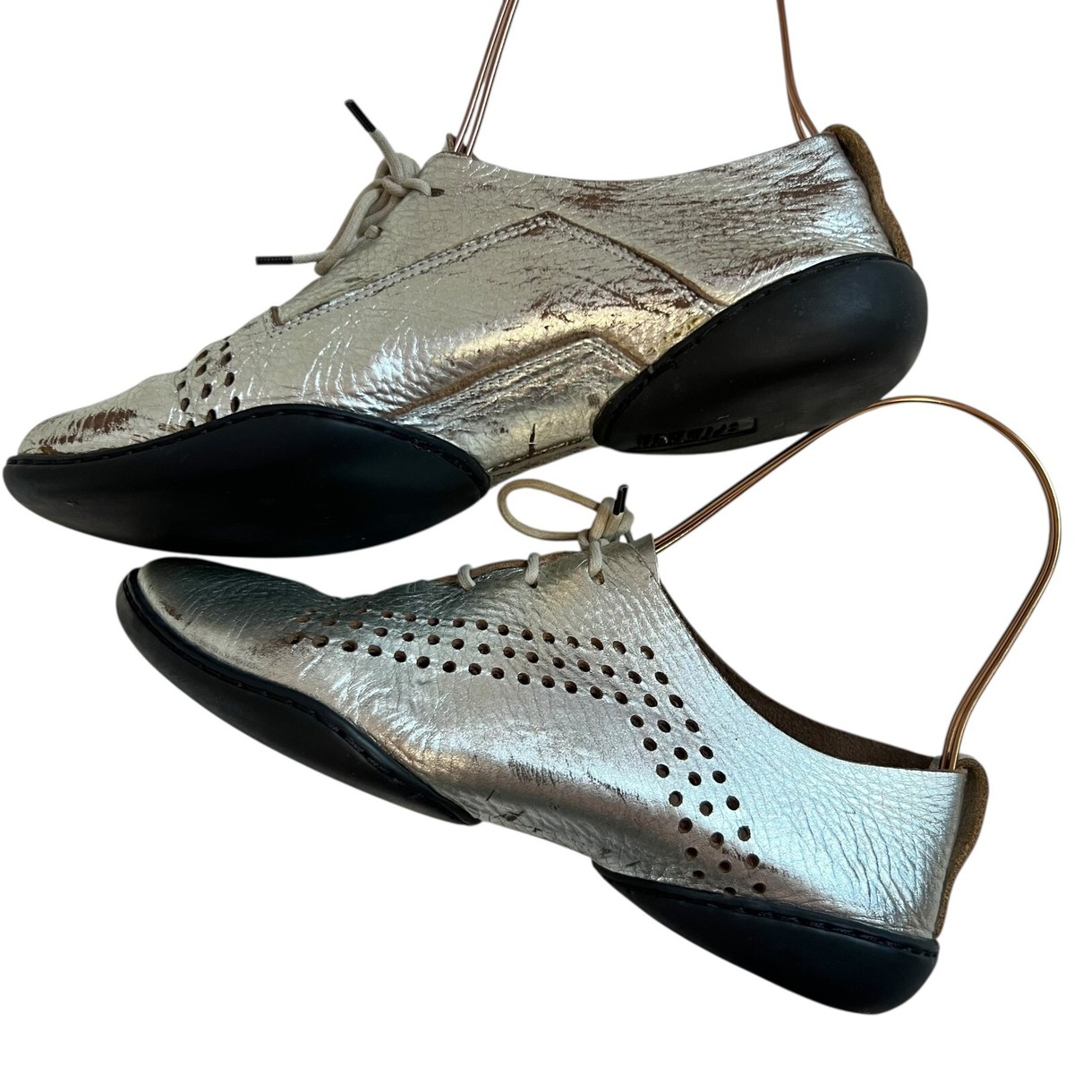 Trippen shoes silver pebbled leather EU 36 US womens 6 lace