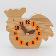 Gioco "impara l'ora" orario orologio - gallo legno - vintage - porta matite