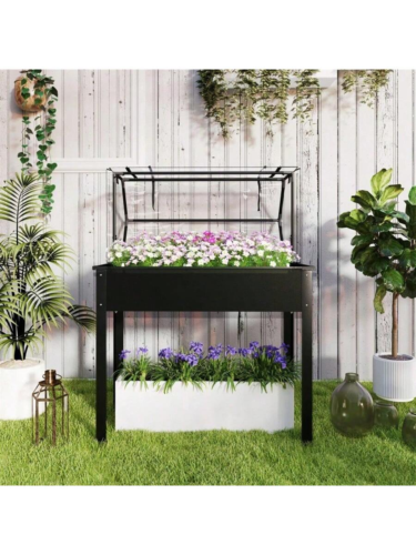 Black Mini Greenhouse with Raised Garden Bed for Outdoor Plant Protection - Picture 6 of 11