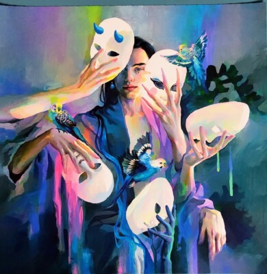 ''Fluid'' by Eva Gamayun, Signed, Original Print (aka Tanya Shatseva) 9.5''x9.5''