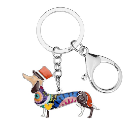 Enamel Alloy Cute Dachshund Dog Keychains Purse Key Ring Pets Jewelry Bag Charms - Picture 11 of 11